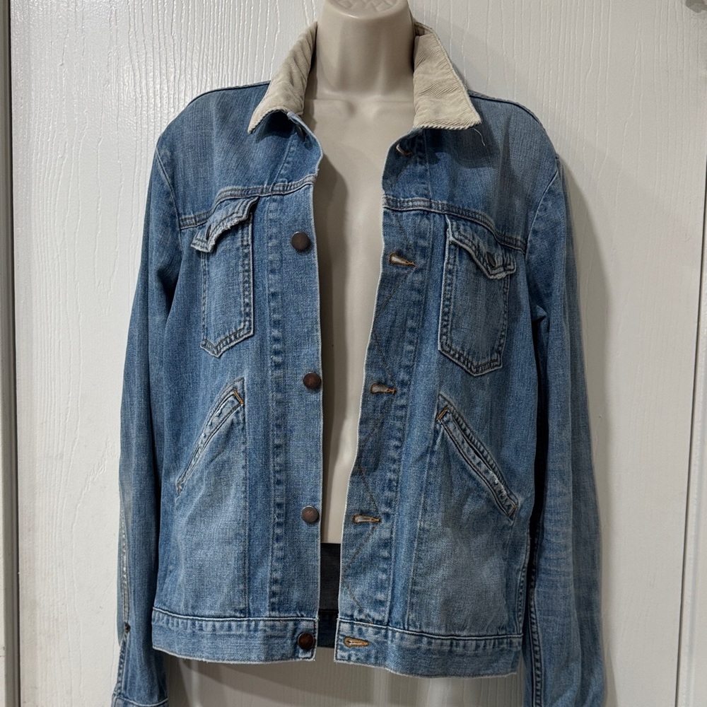 Sandro Light Blue Denim with Cream Detail size Medium